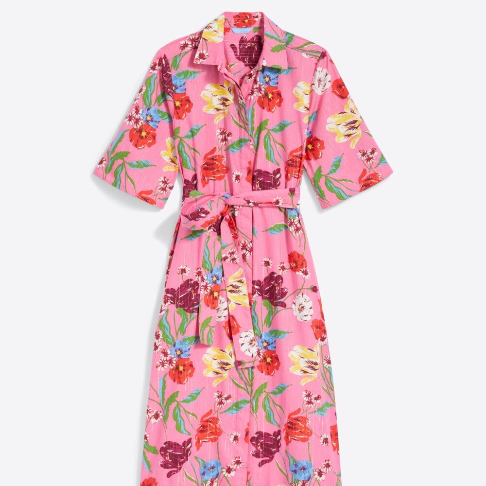 Riley Midi Shirtdress in Lurex Stripe